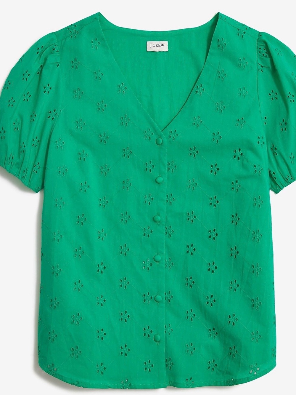 J.Crew Eyelet Puff-Sleeve Button-Front Shirt Size Small